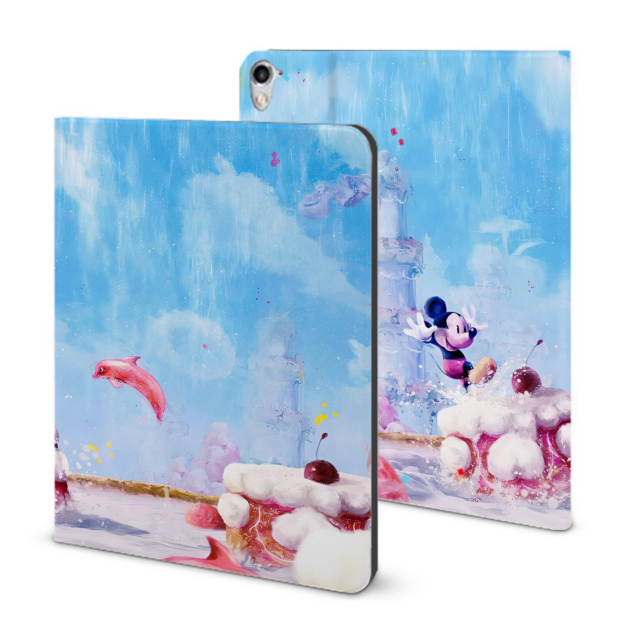 （画像用） ミッキーマウス Mickey Mouse IPad ケース ブック型 PUレザー TPU 耐衝撃 軽量 薄型 ペン収納なし 全面保護 IPad 各モデル対応